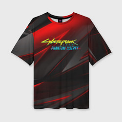 Футболка оверсайз женская Cyberpunk 2077 phantom liberty red black logo, цвет: 3D-принт