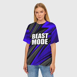 Футболка оверсайз женская Beast mode - синяя униформа, цвет: 3D-принт — фото 2