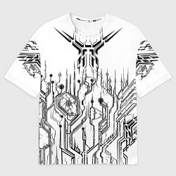 Футболка оверсайз женская ЧБ Киберпанк-Модерн, цвет: 3D-принт