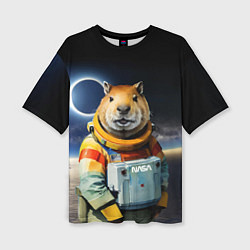 Женская футболка оверсайз Capy astronaut - Nasa - neural network