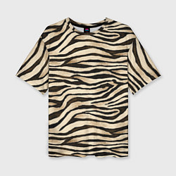 Женская футболка оверсайз Шкура зебры и белого тигра