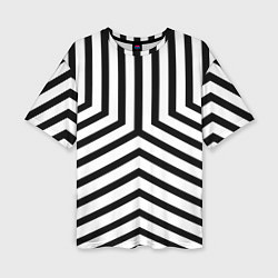 Женская футболка оверсайз Черно-белые полосы в узоре