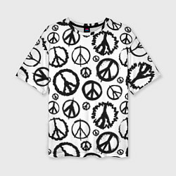 Женская футболка оверсайз Many peace logo