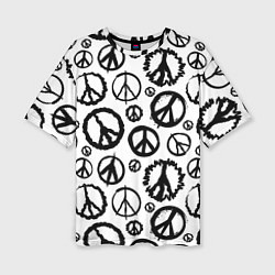 Футболка оверсайз женская Many peace logo, цвет: 3D-принт