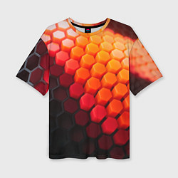 Футболка оверсайз женская Hexagon orange, цвет: 3D-принт