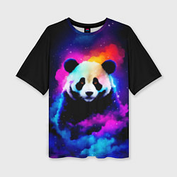 Женская футболка оверсайз Панда и краски