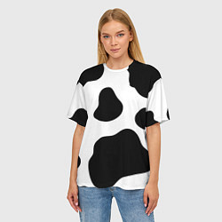 Футболка оверсайз женская Принт - пятна коровы, цвет: 3D-принт — фото 2