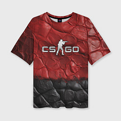 Женская футболка оверсайз CS GO red black texture