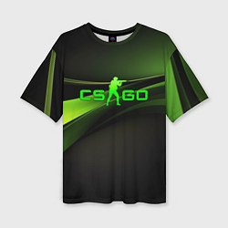 Футболка оверсайз женская CS GO black green logo, цвет: 3D-принт