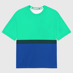 Футболка оверсайз женская Двухцветный зелёный и синий, цвет: 3D-принт