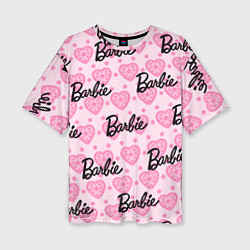 Футболка оверсайз женская Логотип Барби и розовое кружево, цвет: 3D-принт