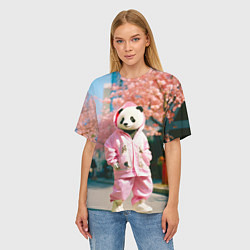 Футболка оверсайз женская Милая панда в пуховике, цвет: 3D-принт — фото 2