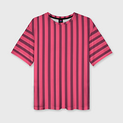 Женская футболка оверсайз Полосатый тёмно-розовый