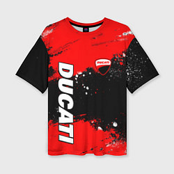 Женская футболка оверсайз Ducati - красная униформа с красками