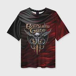 Футболка оверсайз женская Baldurs Gate 3 logo dark red black, цвет: 3D-принт