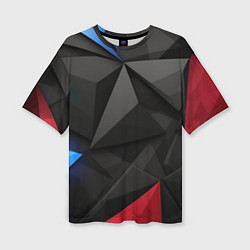 Футболка оверсайз женская Black blue red elements, цвет: 3D-принт