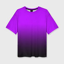 Женская футболка оверсайз Градиент фиолетово-чёрный