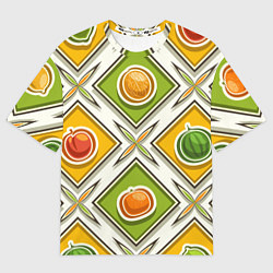 Женская футболка оверсайз Fruits and berries pattern
