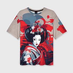 Женская футболка оверсайз Geisha vector style