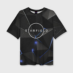 Женская футболка оверсайз Starfield black stars