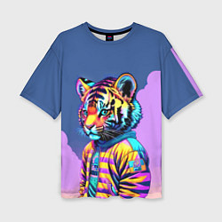 Футболка оверсайз женская Cool tiger cub - pop art, цвет: 3D-принт