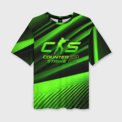 Футболка оверсайз женская CS2 Counter strike green logo, цвет: 3D-принт