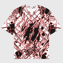 Футболка оверсайз женская Кибернетическая клякса Красная, цвет: 3D-принт