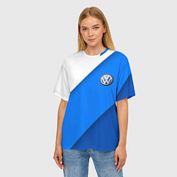 Футболка оверсайз женская Volkswagen - голубые линии, цвет: 3D-принт — фото 2