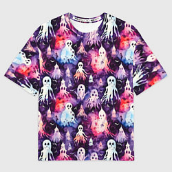 Футболка оверсайз женская Хэллоуин Акварельные привидения, цвет: 3D-принт