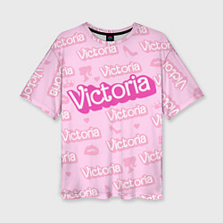 Женская футболка оверсайз Виктория - паттерн Барби розовый