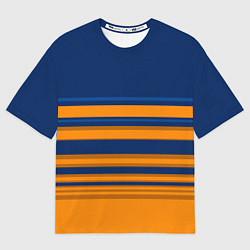 Женская футболка оверсайз Желто-синий полосатый узор