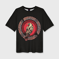 Женская футболка оверсайз Тату скандинавский орел - кельтская плетенка