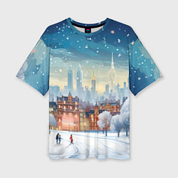 Женская футболка оверсайз Новогодний городок