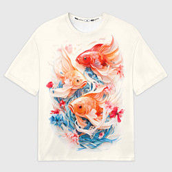 Футболка оверсайз женская Золотые бойцовые рыбки, цвет: 3D-принт
