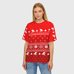 Футболка оверсайз женская Свитер с драконами - паттерн, цвет: 3D-принт — фото 2