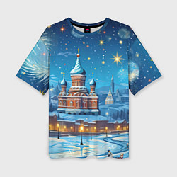 Женская футболка оверсайз Новогодняя Москва