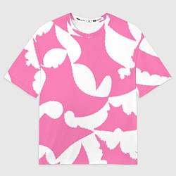 Футболка оверсайз женская Бело-розовая абстрактная композиция, цвет: 3D-принт