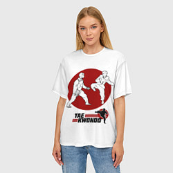 Футболка оверсайз женская Бойцы тхэквондо, цвет: 3D-принт — фото 2