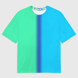 Футболка оверсайз женская Сине зелёный светлый градиент, цвет: 3D-принт