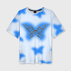 Футболка оверсайз женская Y2K blue butterfly, цвет: 3D-принт