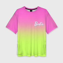 Женская футболка оверсайз Барби: градиент розовый и ярко-зеленый