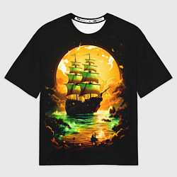 Футболка оверсайз женская Парусник на фантастическом закате, цвет: 3D-принт