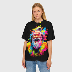 Футболка оверсайз женская Санта Клаус на празднике Холи, цвет: 3D-принт — фото 2