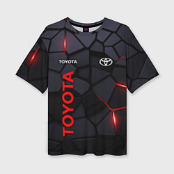 Футболка оверсайз женская Toyota черные плиты с эффектом свечения, цвет: 3D-принт