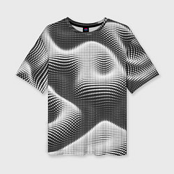 Женская футболка оверсайз Чёрно белый точечный абстрактный фон