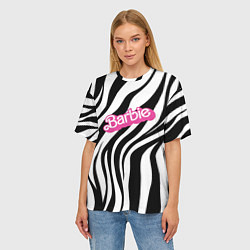 Футболка оверсайз женская Ретро Барби - паттерн полосок зебры, цвет: 3D-принт — фото 2