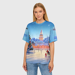 Футболка оверсайз женская Новогодняя площадь, цвет: 3D-принт — фото 2