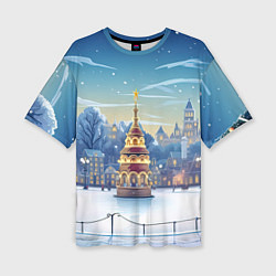 Футболка оверсайз женская Новогодняя погода, цвет: 3D-принт