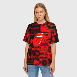 Футболка оверсайз женская Rolling Stones logo групп, цвет: 3D-принт — фото 2