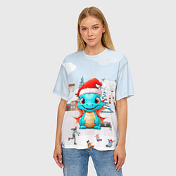Футболка оверсайз женская Дракон рождественских чудес, цвет: 3D-принт — фото 2